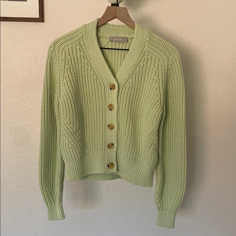 Everlane green cardigan